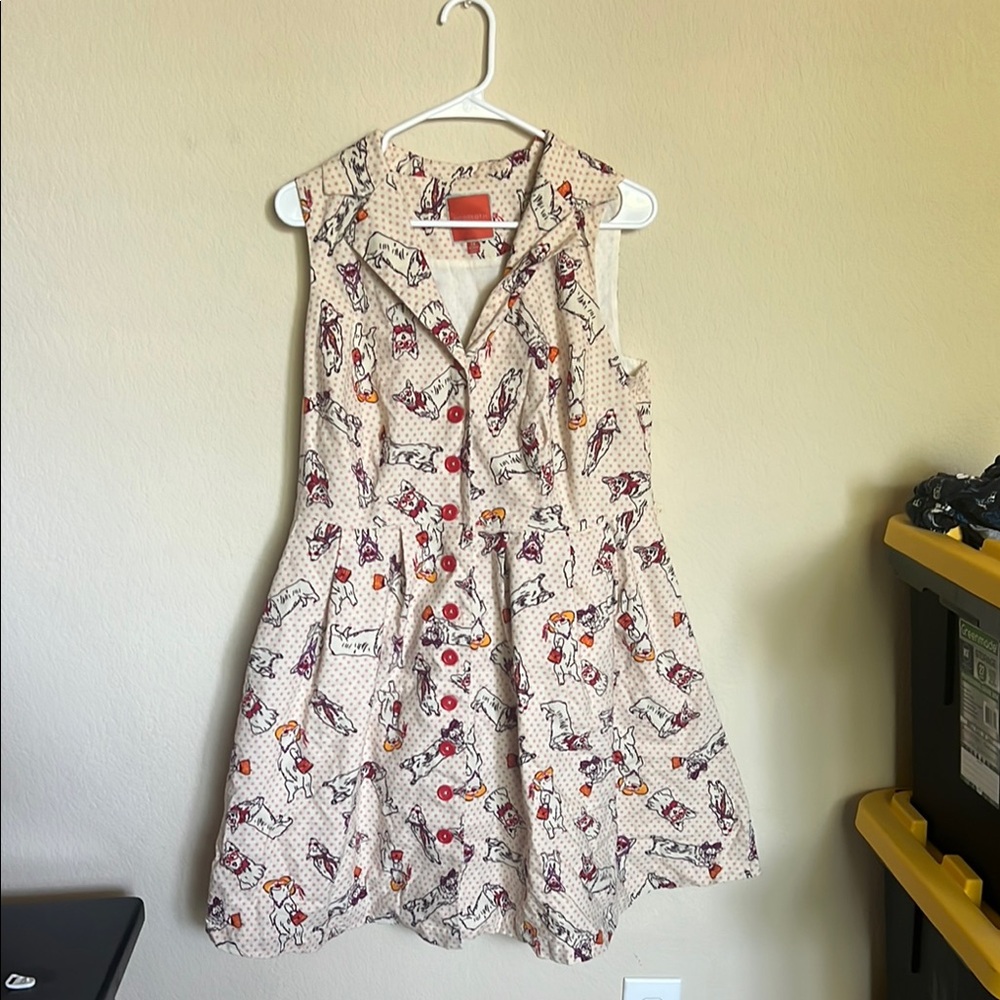 Modcloth Cream and Red Patterned Dress